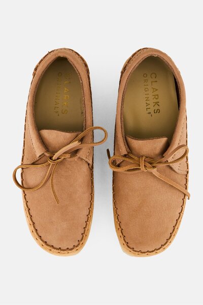 CLARKS Women Standard Weaver Tie Suede Shoes, Tan