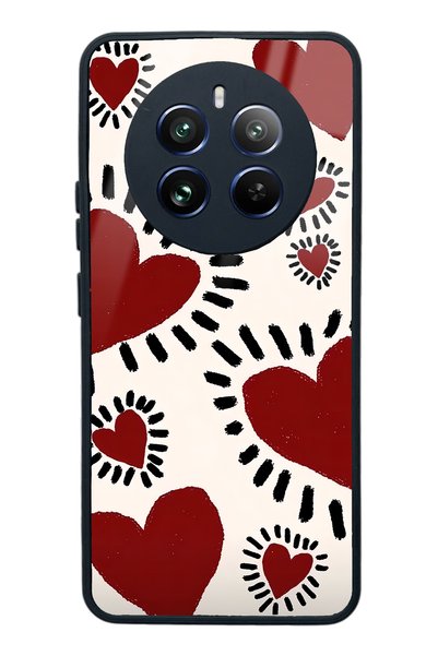 Spoyi Oppo Realme 12 Pro Brush Heart Design Glossy Phone Case