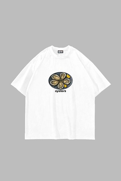 Sekizbiraltı Λευκό μπλουζάκι Unisex με στάμπα Oysters