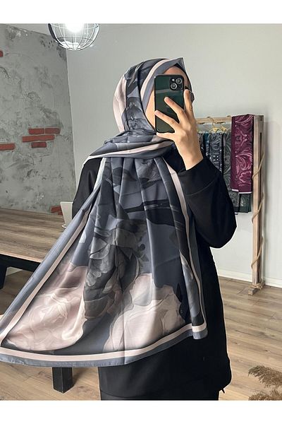 Merwiss Lotus Pattern Soft Cold Gray Shawl