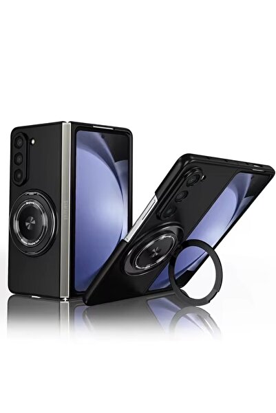 REDz Accessories Carcasă cu inel rotativ, MagSafe, compatibilă cu Samsung Galaxy Z Fold 6, încărcare wireless, neagră