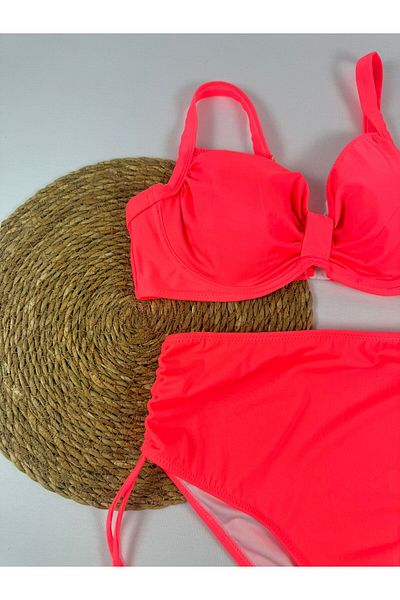 FUNELLA Highlighter Pink Plus Size Women's Stylish Bikini Set