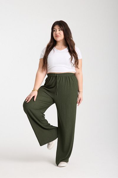 ALİKA Women's Plus Size Elastic Palazzo Pants