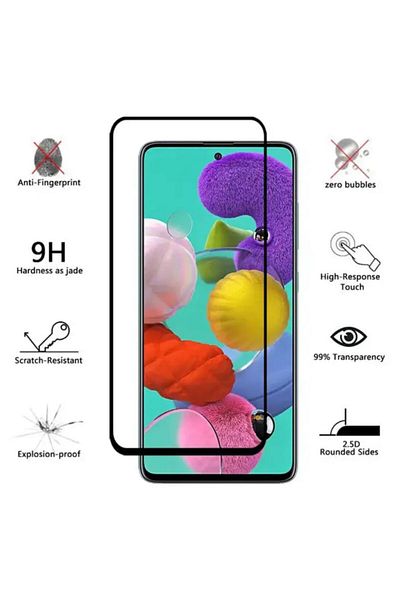 REDz Accessories Tempered Glass Film, Samsung Galaxy A55, 9H Anti-Shock, Full Screen, Black Edges