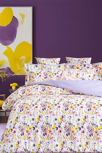 İQON Elastic Sheet Duvet Cover Set - Duvet Cover Set Lilac White