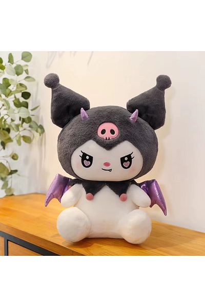 ABYZ Jucărie de pluș, tip Kuromi din seria Hello Kitty Sanrio, dimensiune 20 cm, culoare alb/gri/violet