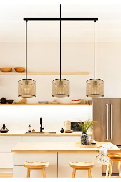 HOMİNG Loftt 3'lü Sarkıt Hazeran Rattan-salon Mutfak Antre