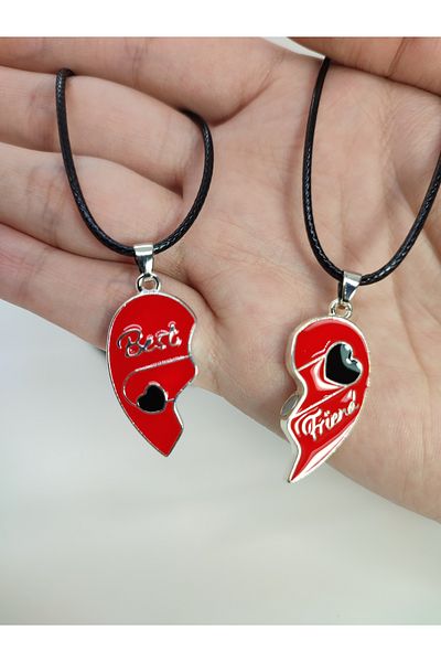 Mia Giyim 2-Piece Magnetic Heart Couple, Friendship Necklace Gift with String