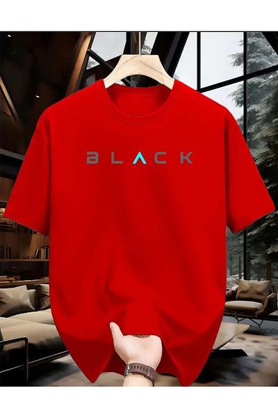 TekTarzz Unisex Men's Black Print Design Tshirt