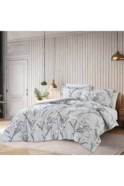 Canon Cannon Hana 4-Piece Cotton Checked Double Bedspread - 200 Thread Count with Stitched Fill