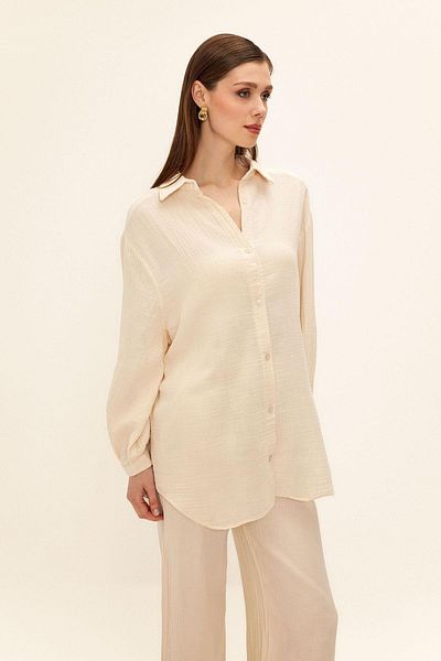 Olcay Cămașă lejeră din muselină cu mânecă joasă BEIGE 9329
