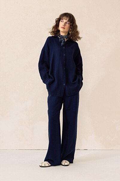 Olcay SÖTÉTKÉK 9311-TK nadrág ing bő szett