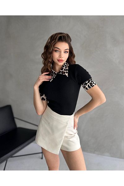 Chicup Γυναικεία πλεκτή μπλούζα με ριμπ λαιμό Polo