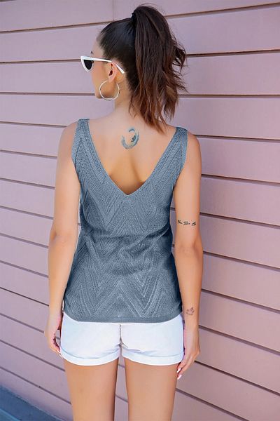 AQE FASHION Γυναικεία μπλούζα Indigo με λαιμόκοψη V με αμάνικο λουράκι με λεπτομέρεια από Sim