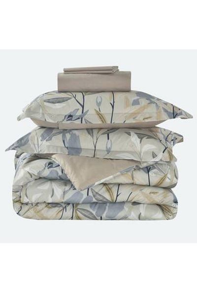 Canon Cannon Hana 4-Piece Cotton Checked Double Bedspread - 200 Thread Count with Stitched Fill