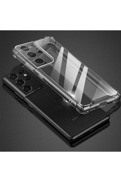 REDz Accessories Carcasă transparentă cu margini anti-șoc, compatibilă cu Samsung S22 Ultra, silicon, protecție completă