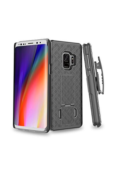 REDz Accessories Husă cu clemă de agățare/fixare, compatibilă cu Samsung S9, neagră, de protecție, rezistentă la șocuri, plastic