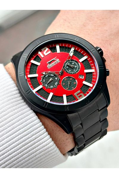 Slazenger Function Black Color Steel Cord 24 Months Guarantee Men's Wrist Watch 1278.04