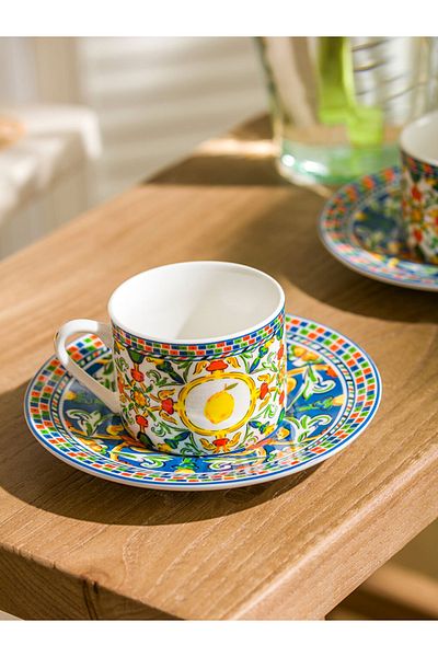 LC Waikiki Lcw Home Mixed Printed 2 Person Porcelain Coffee Cup Set 90 ml