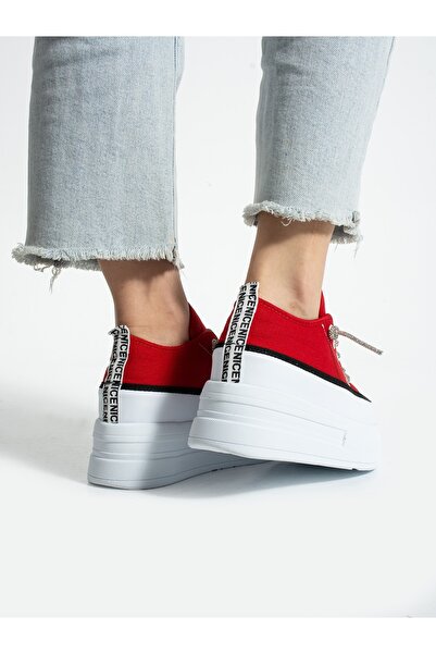 ALEMDAR AYAKKABI LİFTUP Kırmızı Kot Kadın Sneakers