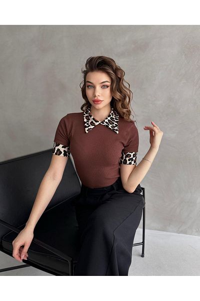 Chicup Γυναικεία πλεκτή μπλούζα με ριμπ λαιμό Polo
