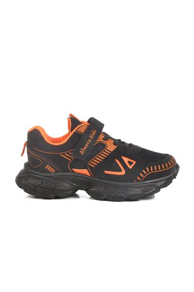 AYAKMOD Pantofi sport pentru copii unisex negru portocaliu cu velcro 1500 F
