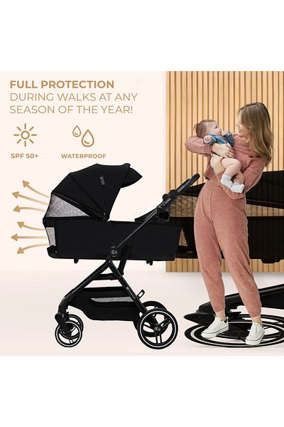 Kinderkraft Yoxi 3in1 Stroller (MINK PRO) Pure Black