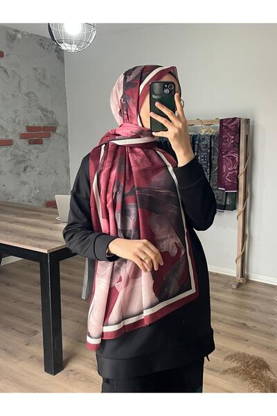 Merwiss Lotus Desenli Soft Bordo Şal