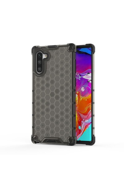 REDz Accessories Carcasă compatibilă cu Samsung Note 10, negru fumuriu, rezistentă la șocuri, plastic și TPU, model fagure de miere