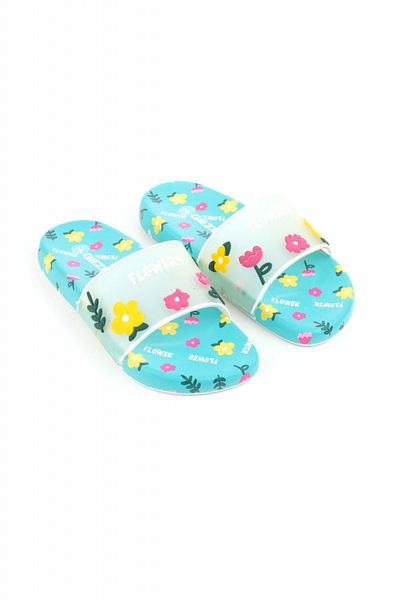 TECOS Women's Floral Print Beach Slippers, ®, Size 37, Blue, 24.5 Centimeters