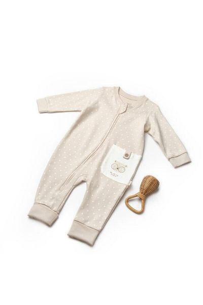 bazaar-turkey all you need Zippered Jumpsuit - 8109 Mink Ecru Color with Teddy Bear