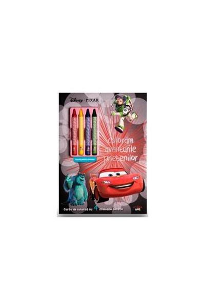 Editura Litera Disney. Pixar. Coloram aventurile prietenilor. Carte de colorat cu 4 creioane cerate, Disney
