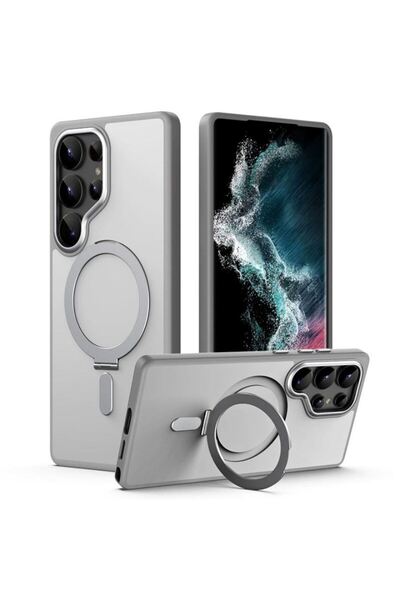 REDz Accessories Husă Elite Hold MagSafe pentru Samsung Galaxy S25 Ultra, suport inelar, margini colorate, rezistentă la șocuri, gri