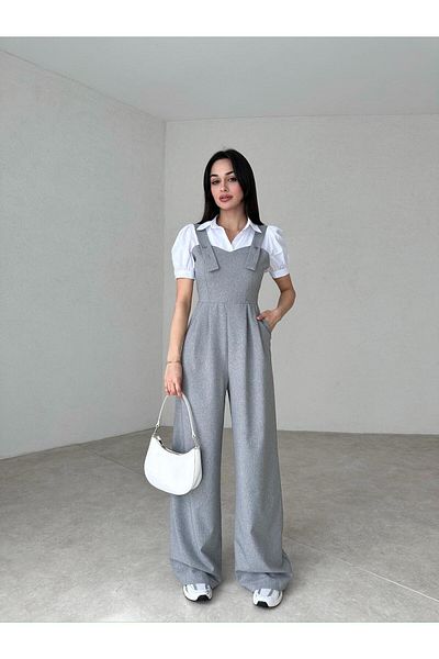 Mooi Butik Jupon Salopet Suit 2315 - Grey