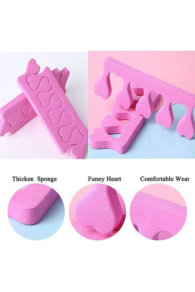 LA PERLA TECH 40pcs / 20 Pairs Toe Separators Finger Foot Sponge Soft Gel UV Tools Pink