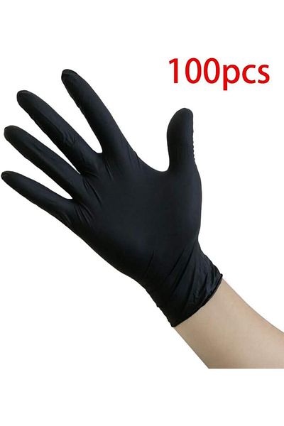 LA PERLA TECH Black Disposable Nitrile Powder Free Gloves 100 Count Small size