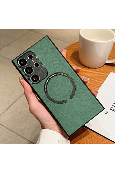 REDz Accessories Husă Magsafe, aspect Alcantara, compatibilă cu Samsung S22 U...