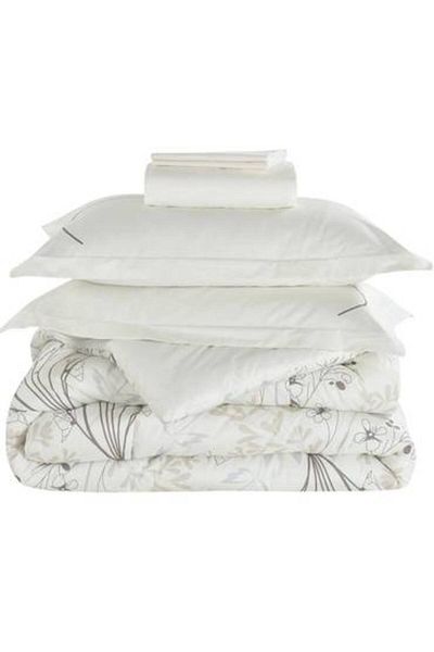 Canon Cannon Hana 4-Piece Cotton Checked Double Bedspread - 200 Thread Count with Stitched Fill