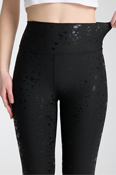 MRS.MODA Kadın Siyah Renkli Yüksek Bel Varak Baskılı Toparlayıcı Tayt