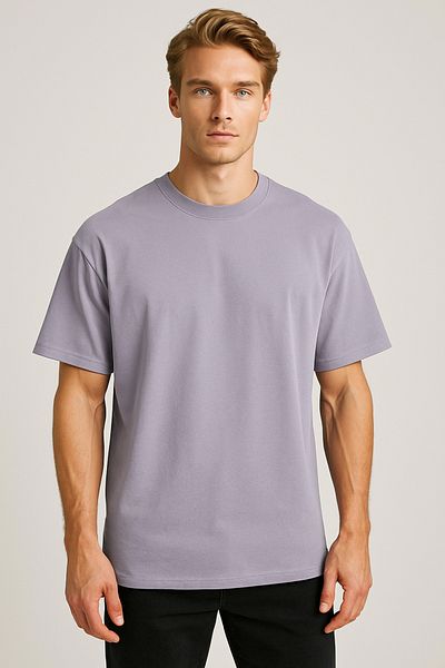 freemen Ανδρικό λιλά Oversize Μπλουζάκι με φαρδιά κοπή με μαλακή υφή Basic Crew Neck 100% βαμβάκι