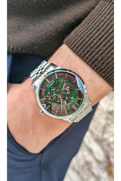 Lee Cooper Lc08036 Automatic Mechanism Skeleton Dial 5 Atm Waterproof Metallic Color Men's Wrist Saa