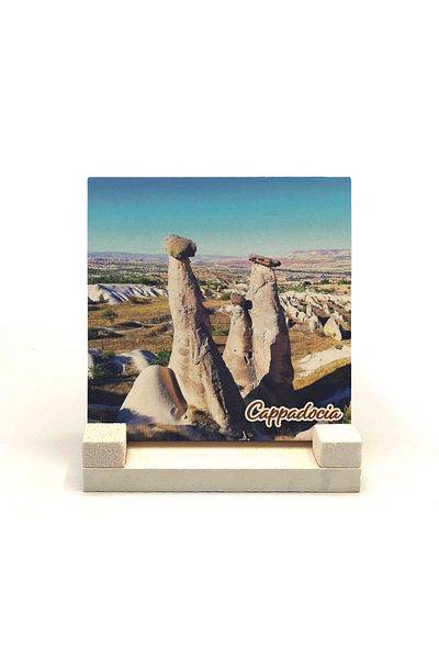 Sadrazam Cappadocia Ürgüp Fairy Chimneys (Three Beauties) - Printed Natural Stone Desktop (10 X 10 Krt-158)