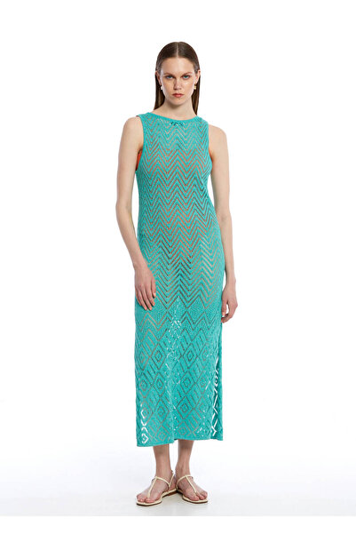 Knitss Μπλε πλεκτό φόρεμα παραλίας