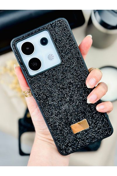 Go Aksesuar حافظة سيليكون لامعة من السيليكون بتصميم ألماس متوافق مع Redmi Note 13 Pro 4G