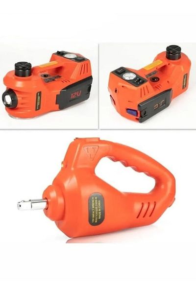Cady One 5-ton car jack with built-in air compressor, electric wrench, and safety hammer