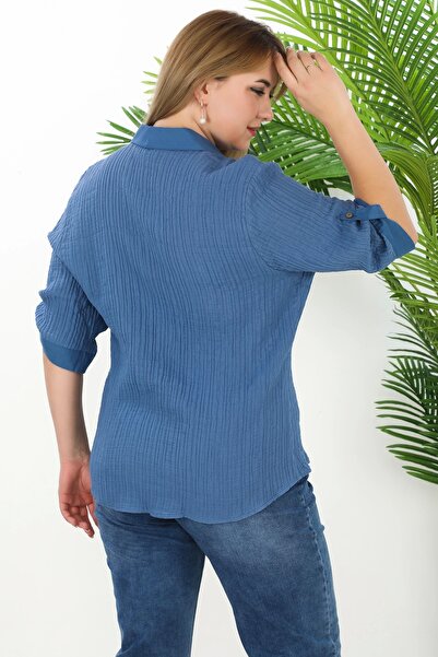 Lady Majestic Cămașă de damă din muselină, 100% bumbac, mărime mare