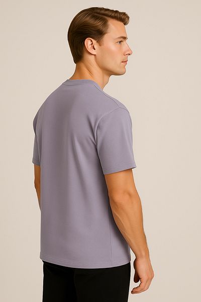 freemen Ανδρικό λιλά Oversize Μπλουζάκι με φαρδιά κοπή με μαλακή υφή Basic Crew Neck 100% βαμβάκι