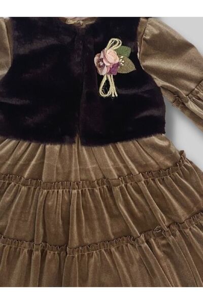 Cherrys Bebek Velvet Dress with Plush Vest