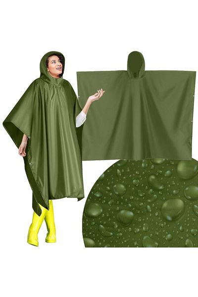 zola Pelerina de ploaie cu gluga,oversize, poliester impermeabila, lungime totala 127 x 100 cm, verde
