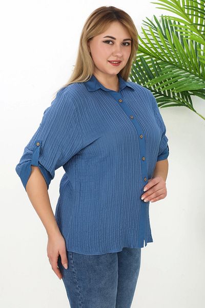 Lady Majestic Cămașă de damă din muselină, 100% bumbac, mărime mare